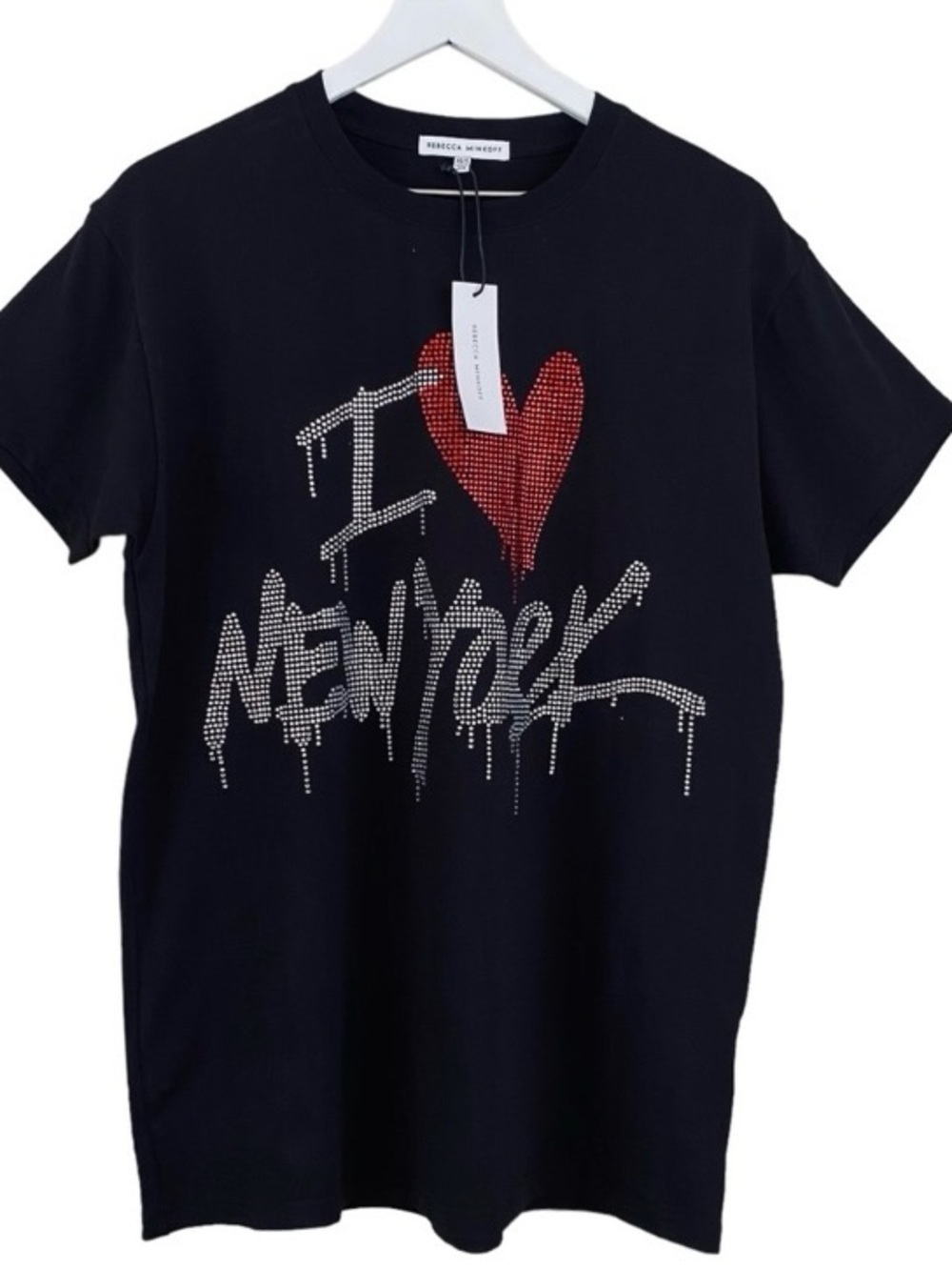 NWT Rebecca Minkoff Black Tee with Red Heart and Silver Stud Graffiti - Picture 7 of 7
